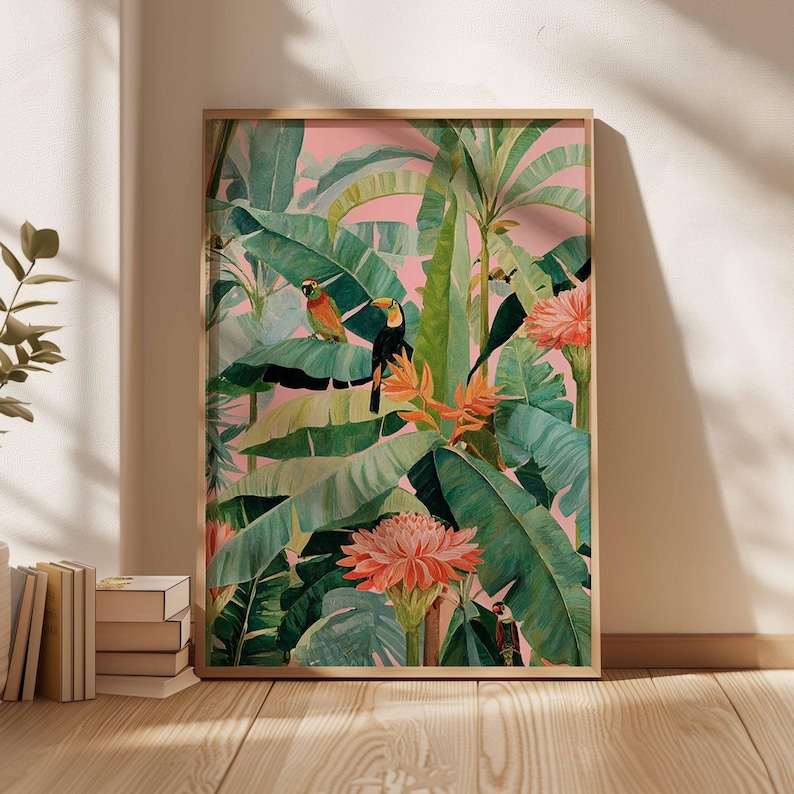 Office Furniture Layout - 1 pôster retrô tropical em tela,