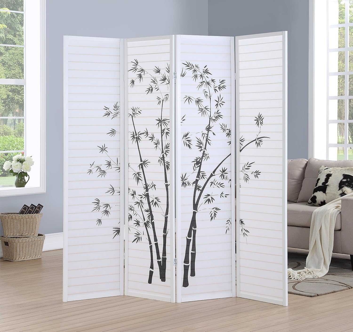 Divisória de Ambiente com 4 Pa - Room Divider Bamboo avaliação e preço