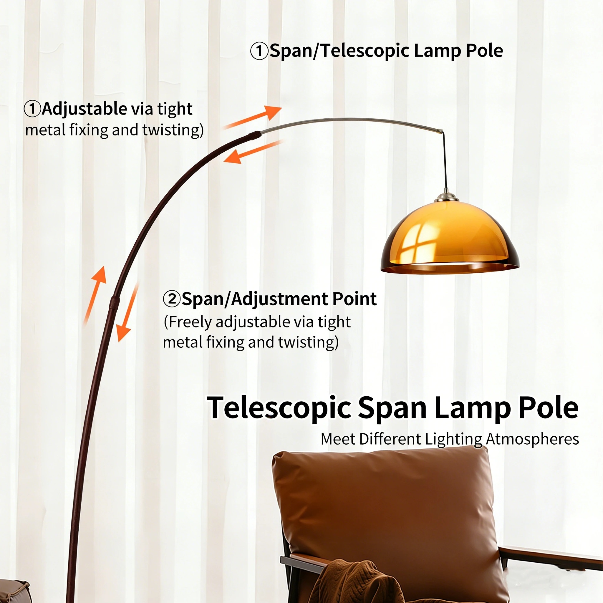 Abajur de acrílico vintage, lu - Floor Lamp Arched avaliação e preço